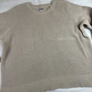 Duluth Trading Womens 3X Waffle Knit Sweater Beige Crewneck Pullover